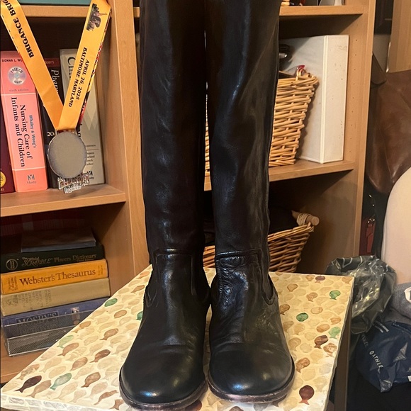 Frye Black Over the Knee Leather Boots - Picture 1 of 8